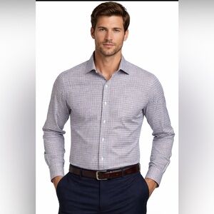 Neiman Marcus Men's Houndstooth Dress Shirt in Blue and Brown